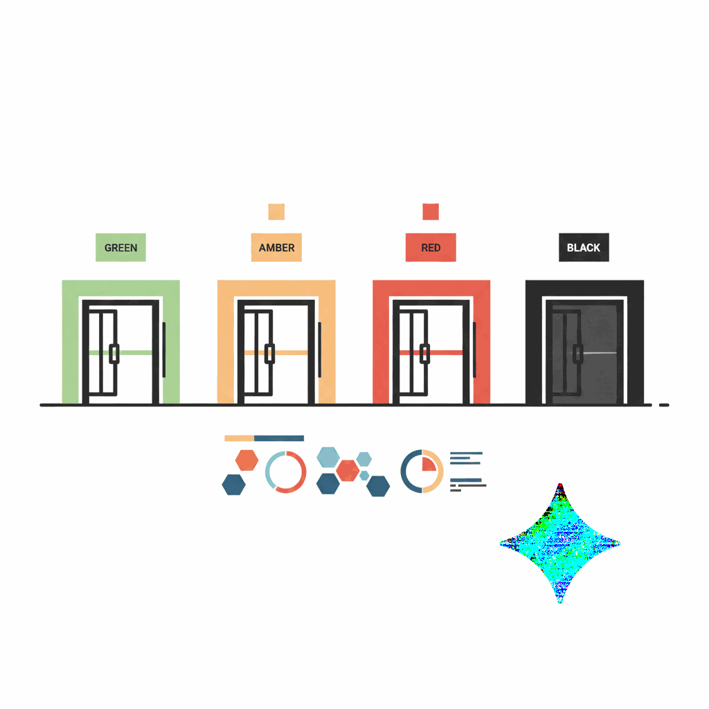 Four-tier risk control ladder from green to black emergency mode